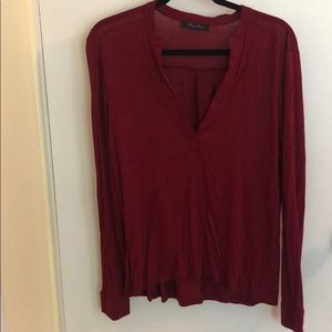 Burgundy long sleeve, low top